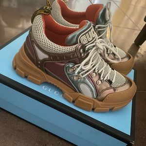 Gucci Flashtrek Multicolor Leather Trainers Size 8